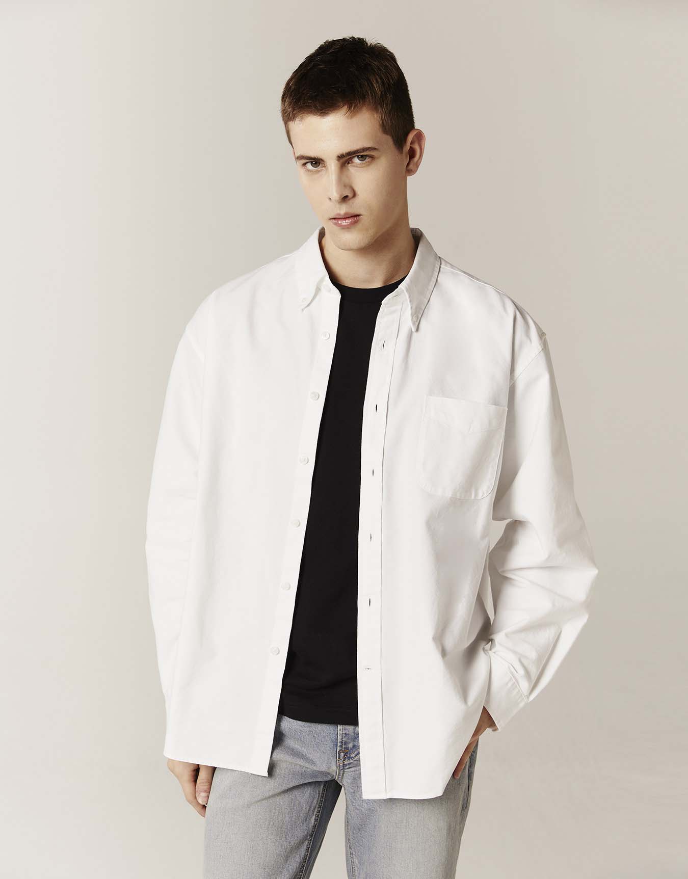 Giordano Oversized Oxford Shirt 043503 [10Color] (B Type) 08 Mint/M