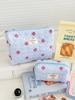 Exquisite Printed Large-capacity Portable Student Toiletry Bag with Strawberry Stripes, Blue Quilted New Model