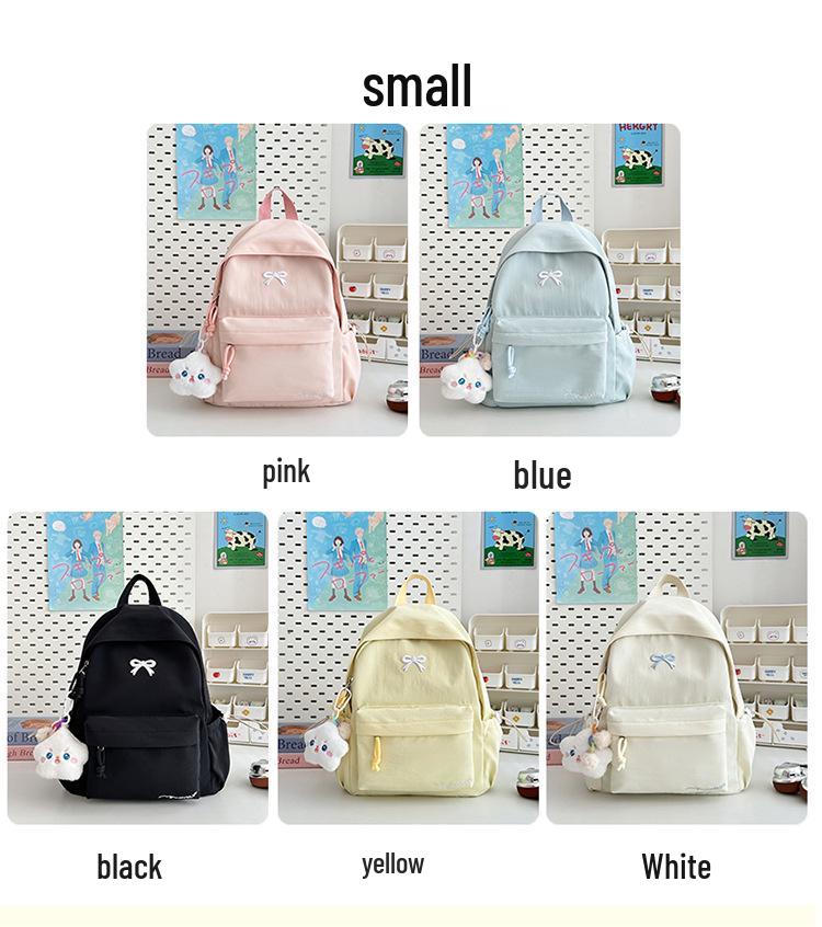 Rucksack im koreanischen Stil mit mädchenhafter Stickerei und Schleife - Leichtgewicht für College & Mittelschule
