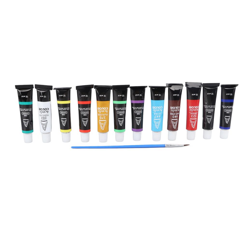 12 Colors Acrylic Paint Set 12ml Each Dry Quickly Prevent Fading Acrylic Paint Tubes for Painting