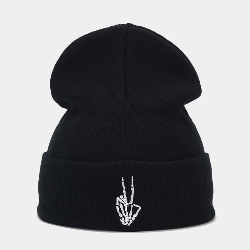 Skull Embroidered Knit Hat For Men Women Fall Winter Fashion Beanie With Sun Protection And Warmth
