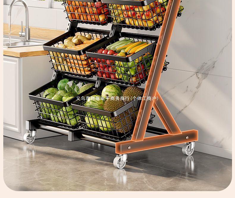 Estante de Armazenamento Multicamadas para Cozinha e Sala de Estar com Rodas para Legumes, Frutas, Louças e Lanches