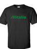 Tricou Negru Bumbac cu Mânecă Scurtă Alitalia Logo Retro Companie Aeriană Italiană