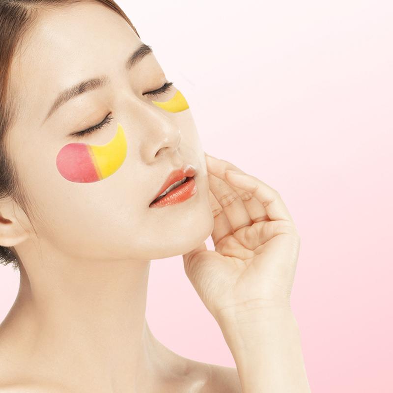 Goldene Granatapfel-Schönheits-Augenmaske, feuchtigkeitsspendende Augentaschen, feine Linien, gemischte zweifarbige Augenklappe