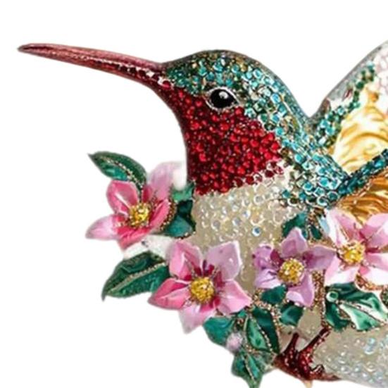 Acrylic Hummingbird Hanging Decoration Indoor Outdoor Garden Yard Window Wall Hanging 2D Flat Flower Colorful Bird Ornament