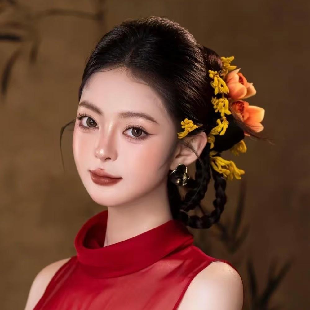 Hairpiece Synthetic Hanfu Chignon Headwear Princess Bow Hair Bun Cheongsam