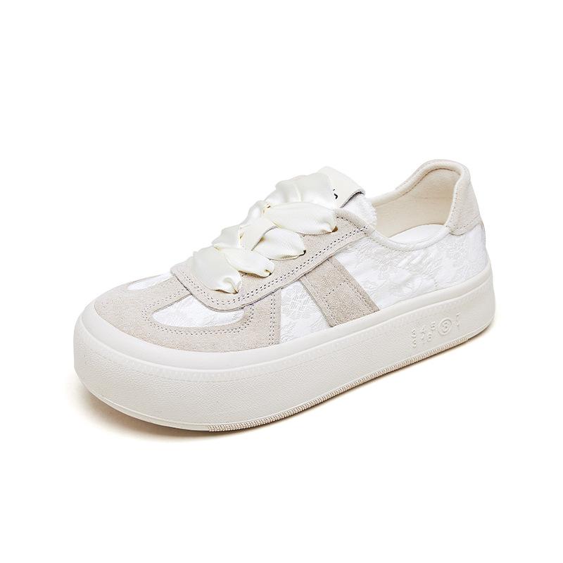 Augustus Dengde Training Shoes Women's 2025 Summer New Thin Casual Sports Board Shoes New Chinese Satin White Shoes