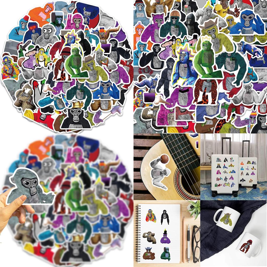Waterproof Monkey Game Stickers 50 Decals For Guitar Notebook And Luggage Adorable Design