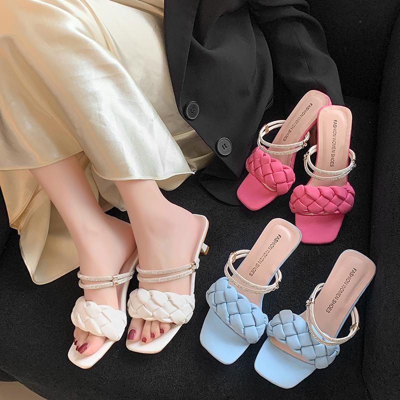 Elegant Women Crystal Shoes Summer Pumps Sandals Jelly Slippers Open Toe High Heels Women Slippers Shoes Stiletto Heels Sandals