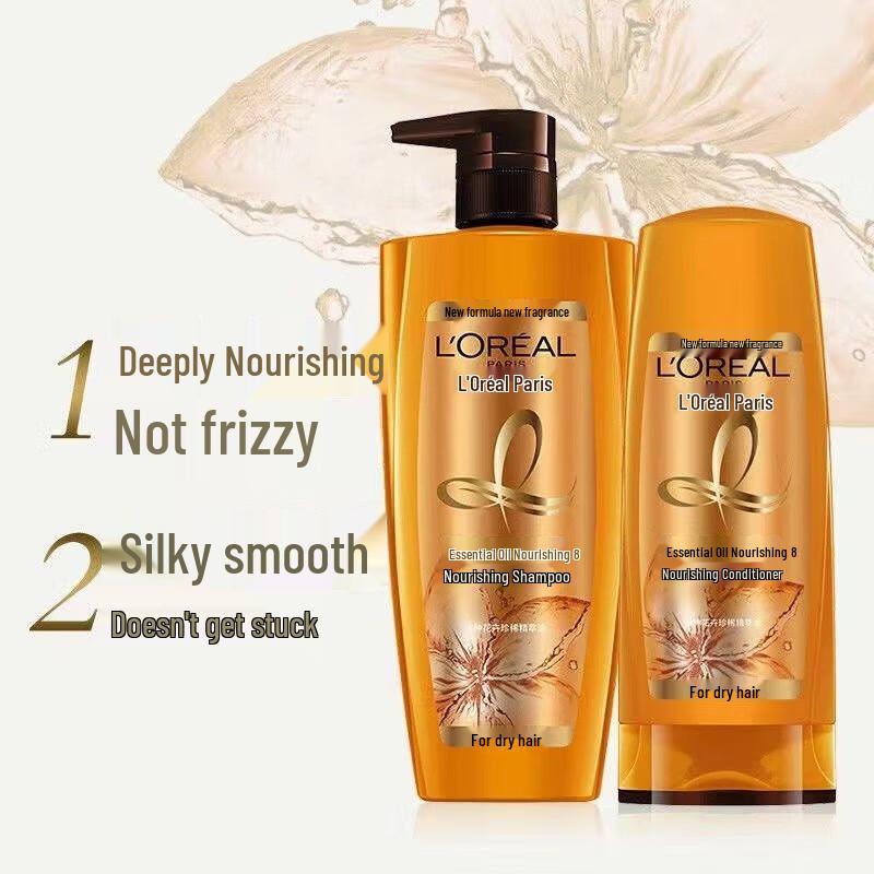 L'Oréal Smooth Hair Oil Nährendes Shampoo & Spülung Set