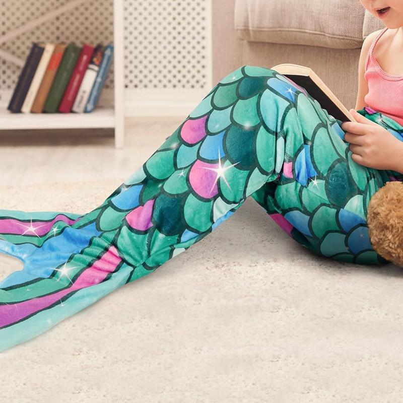 Girl Mermaid Sleeping Bag Flannel Soft Pajamas Mermaid Costume Role-playing Birthday Gift Outdoor Camping Portable Sleeping Bag