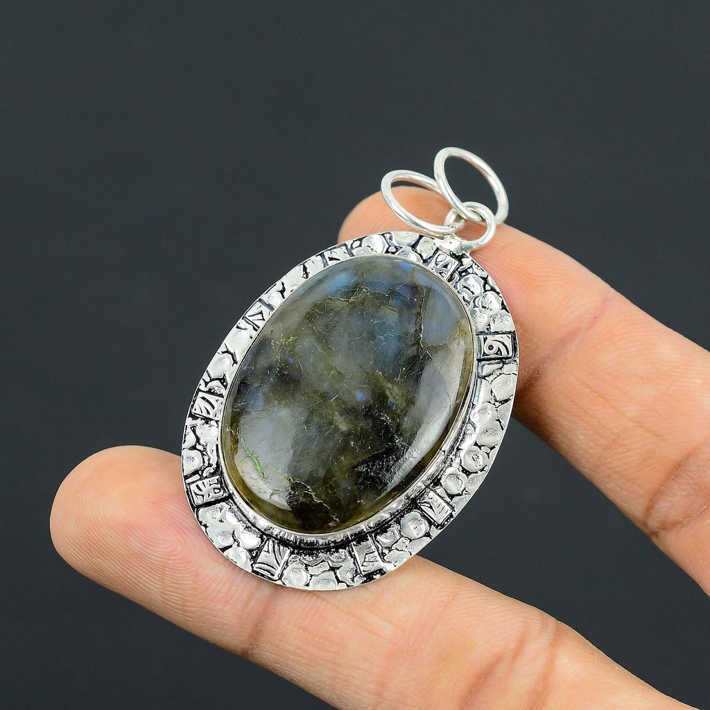 Wedding Gift For Her 925 Sterling Silver Natural Labradorite Gemstone Pendant