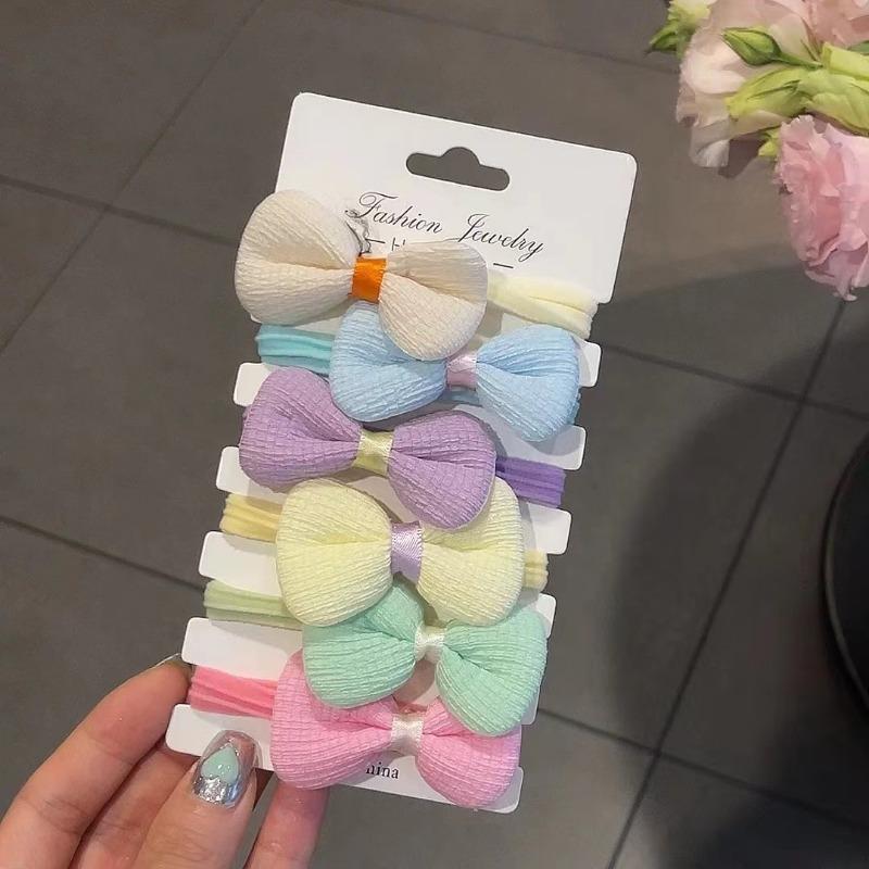 6Pcs Baby Headband Girl Flower Bow Headband Princess Elastic Rubber Band Coffee Colored Headband Children's Hair Accessories