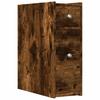 Narrow Bathroom Cabinet with Casters Smoked Oak Wood Based Material