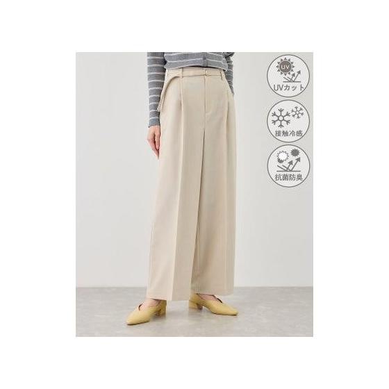 ROPE PICNIC Kanapa wide pants with belt/Set-up compatible/UV/antibacterial/odor resistant/cool to the touch (Beige (27))