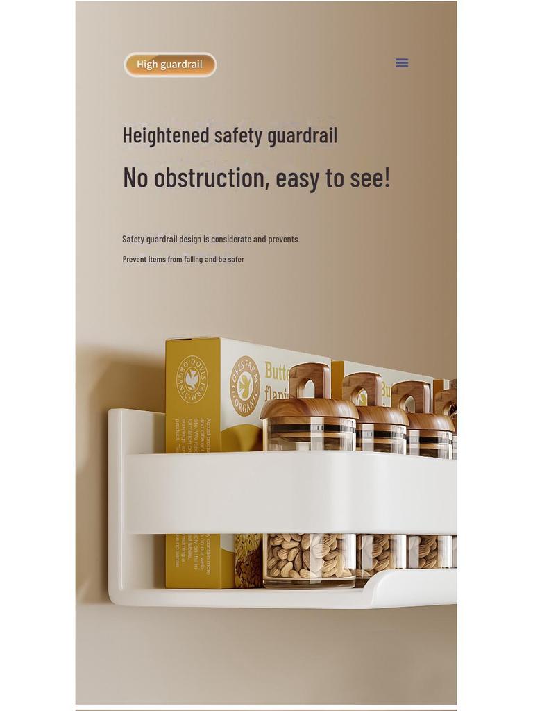 Väggmonterat köksställ i krämstil: Stansfri Vit Multifunktionell Förvaring för Kryddor och Kondiment