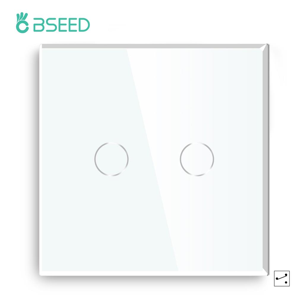 BSEED 1/2/3-fach Touch-Lichtschalter 1/2/3-Wege für Treppenflure plus Steckdose USB-C-Anschlüsse EU-Standard Glaspanel