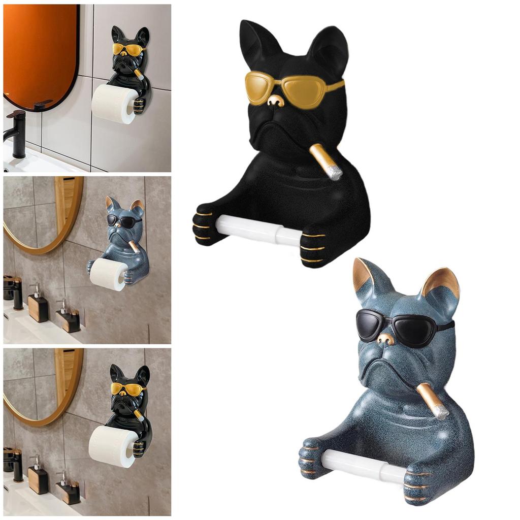 Modern European Wall-mounted Toilet Paper Holder with Sunglasses And Dog Motif. Ideal for The Home.