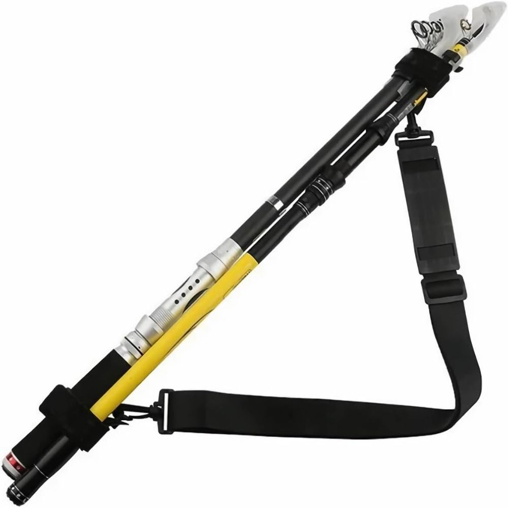 Schwarze Köderrutenaufbewahrung Strapazierfähige Nylon-Angelruten-Rückenriemen Neuer Köderrutenriemen