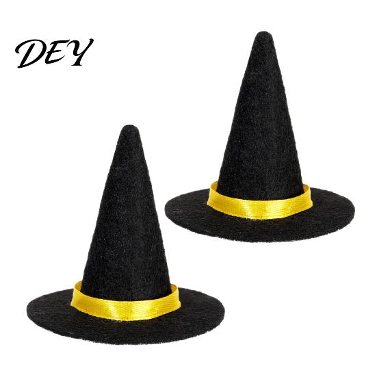 Halloween Witch Hat Decorations 2 Pcs Mini Felt Hats, Cute Tiny Wizard Wine Multi Color Hats Bottle Topper for Party Favors, DIY Crafts, Home