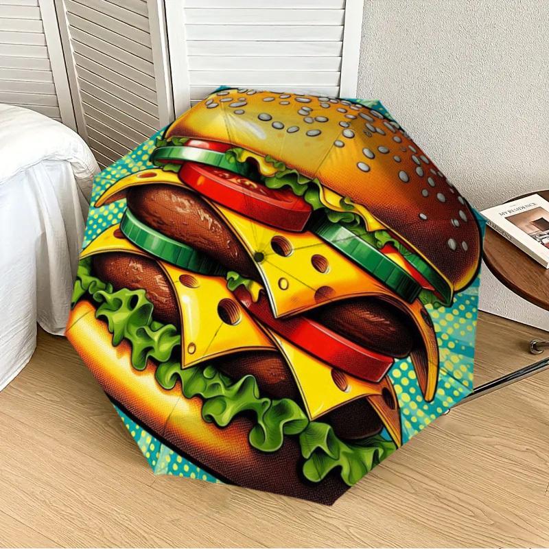 1pc Cheeseburger Automatic Open/Close Umbrella, Folding Compact Umbrella with Lightweight Design for Women/Men yy251028253