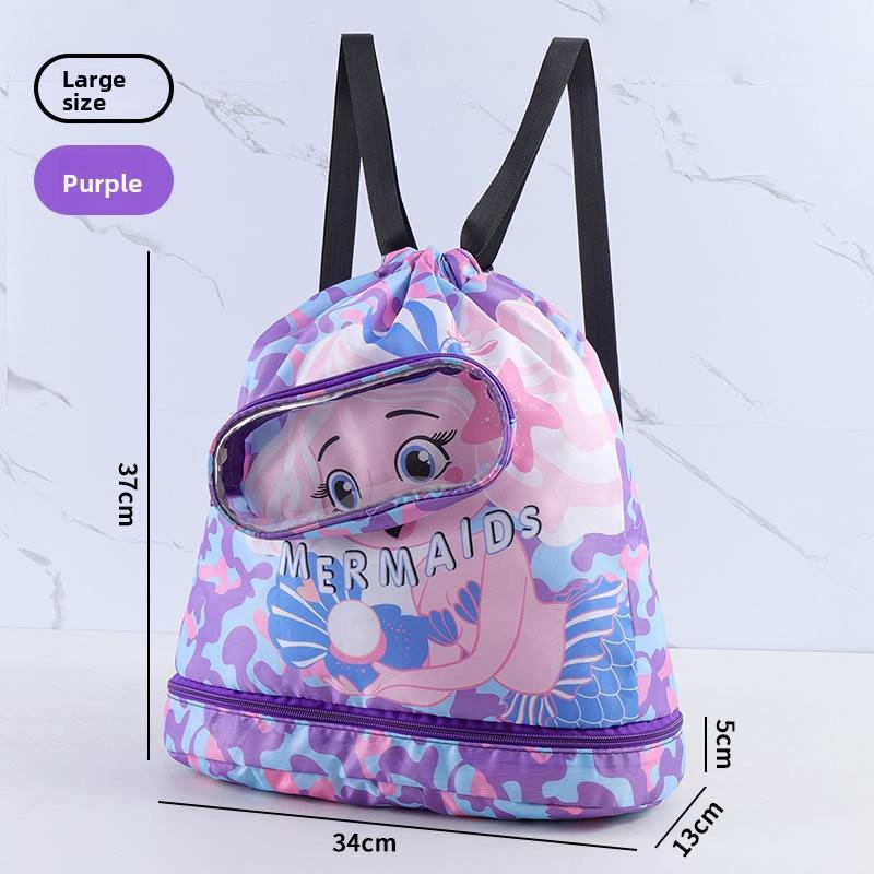 Children's Waterproof Storage Bag with Wet and Dry Separation, Portable Cartoon Backpack for Boys and Girls, Travel Storage Bag