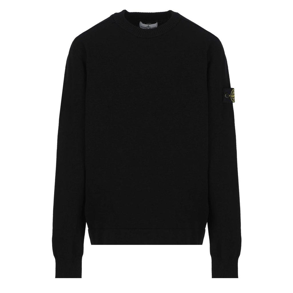 Stone Island Sweater Solid Color Logo Crew Neck Pullover Kids sweaters Black 7716505A7-V0029