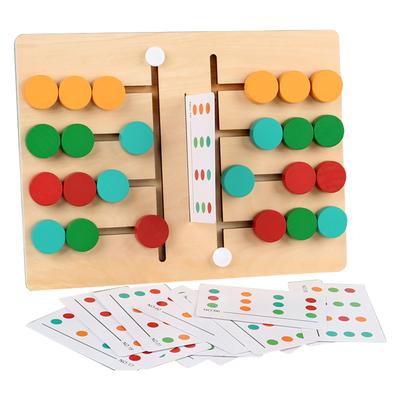 Color Matching Kids Game Montessori Sliding Puzzle Board Memory Game Brain Teaser Wooden Travel Toys 2 Players Party Games