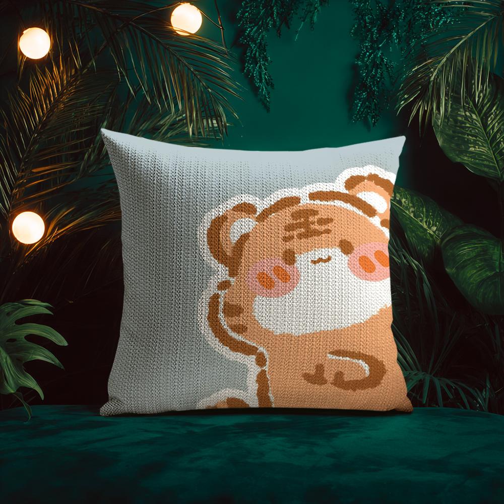 Cute Heartwarming Animals Zodiac Signs Cushion Cover Silky Elegant Comfort Sofa Bed Invisible Zipper Beach Pillowcase