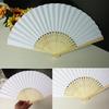 10Pieces Set Plain Chinese Paper Fan Bamboo Rib White Plain Folding Fan Painting Handheld Fan Party Decoration