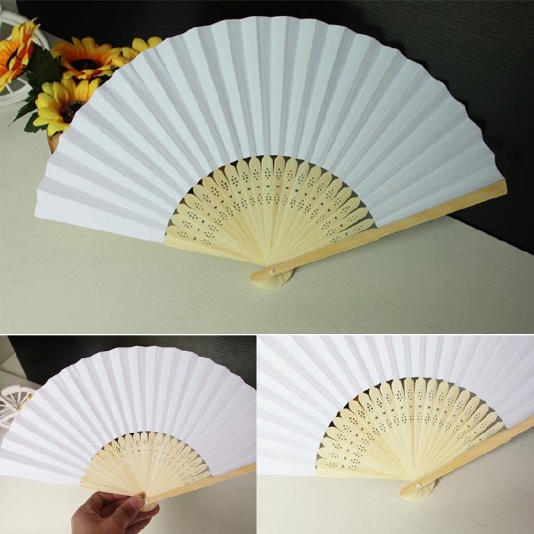 10Pieces Set Plain Chinese Paper Fan Bamboo Rib White Plain Folding Fan Painting Handheld Fan Party Decoration