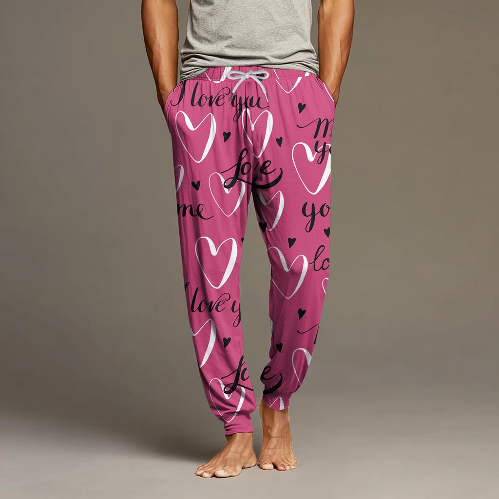 Herren Kordelzug Tasche Bündchen Freizeithose Zuhause Schlafhose