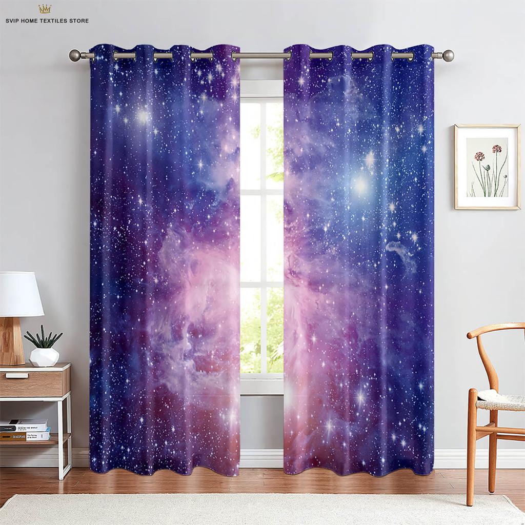 Dreamy Starry Sky Universe 3D Printed Curtain, Bedroom, Study, Living Room, Atmosphere Decoration, Easy To Wash and Maintain