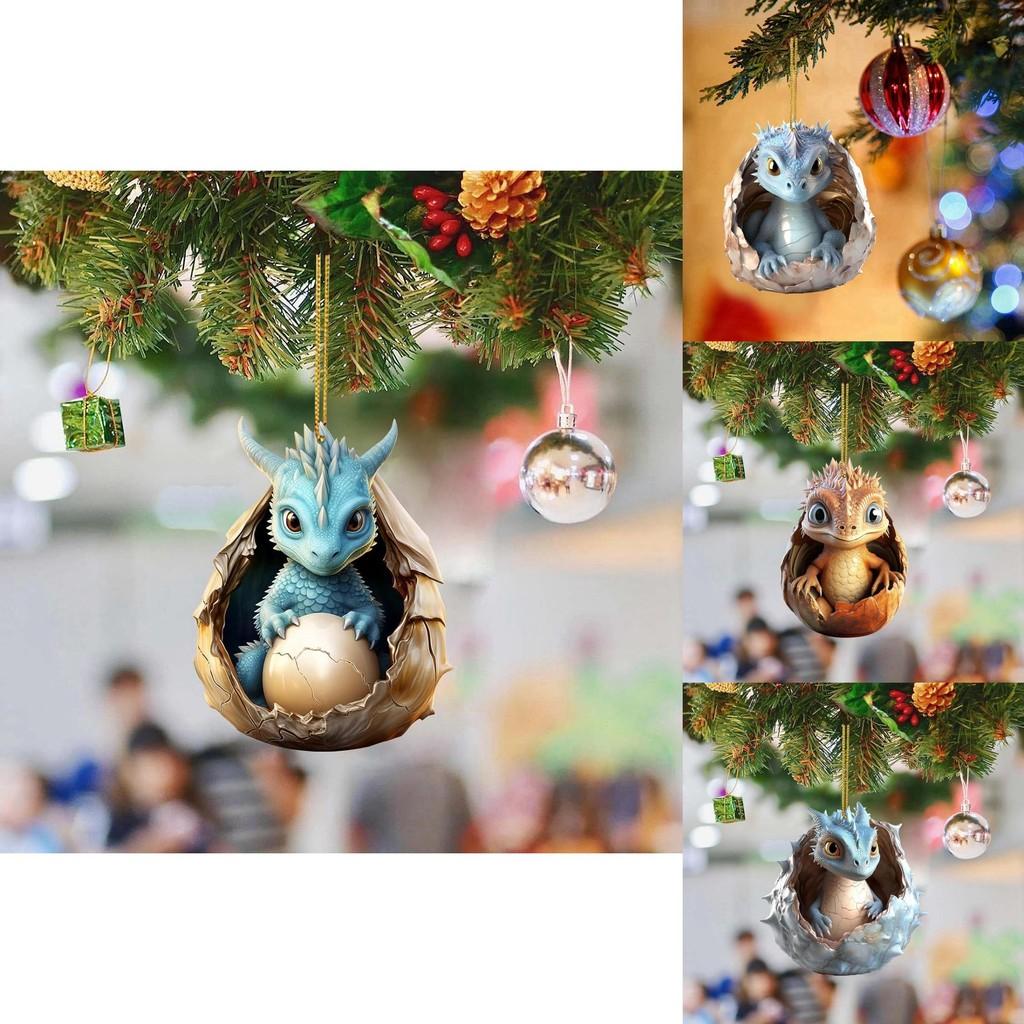 Entzückendes Weihnachts-Drachenei Auto-Hängeornament Aus Langlebigem Acryl Für Feiertagsdekoration