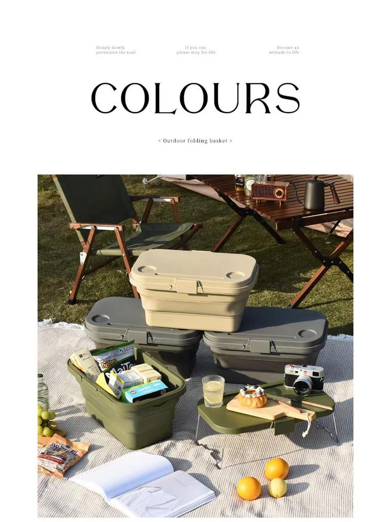 Tragbarer faltbarer Picknickkorb mit Tischplatte und Wassereimer für Outdoor-, Camping-, Strand- und Frühlingsausflüge.