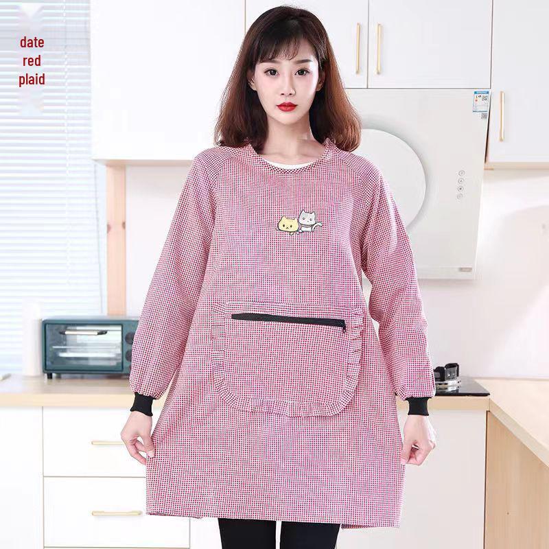 Stylish Cotton Long-Sleeve Coveralls - Autumn/Winter Kitchen & Home Cooking Apron for Adults