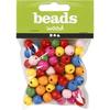 Mix of Round Wooden Beads In Bright Colors and with a Matte Surface. Ref 571231