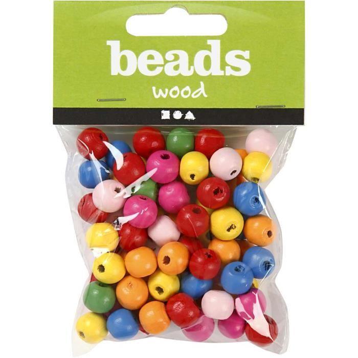 Mix of Round Wooden Beads In Bright Colors and with a Matte Surface. Ref 571231