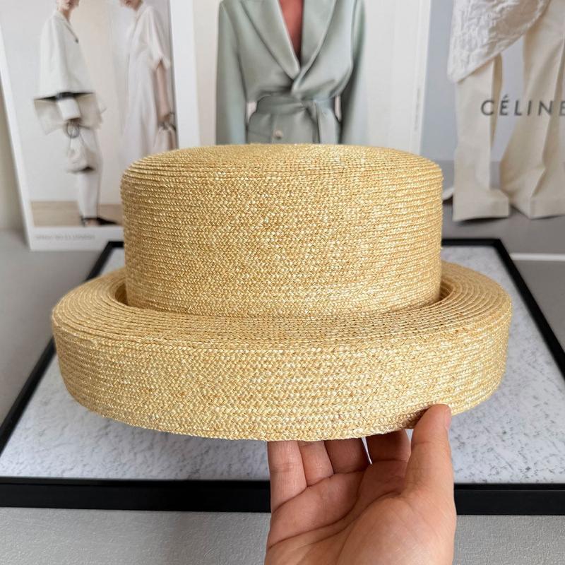 

USPOP Elegant Natural Wheat Straw Flat Crown Hat Women French Chic Summer Sun Hat M 56-58cm