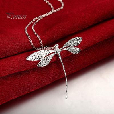 Dragonfly Pendant Necklace Women Silver Insect Choker Valentine's Day Jewelry Gift for Daily Wear Parties Accessory