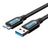 Câble Usb Vention 30 A Pour Appareils Micro B, Câble Solide En Pvc Noir De 1,5 M