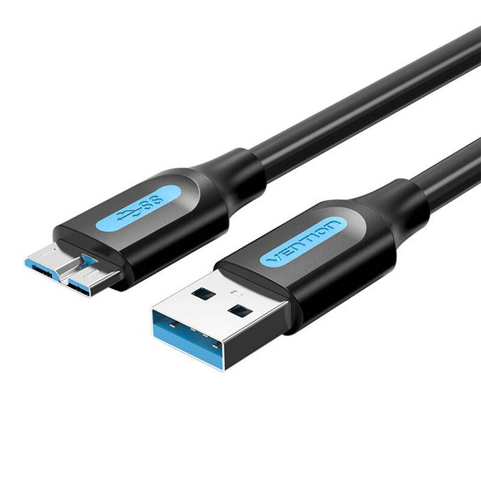 Vention 30 A USB Cable For Micro B Devices, 1.5 M Black Solid PVC Cable