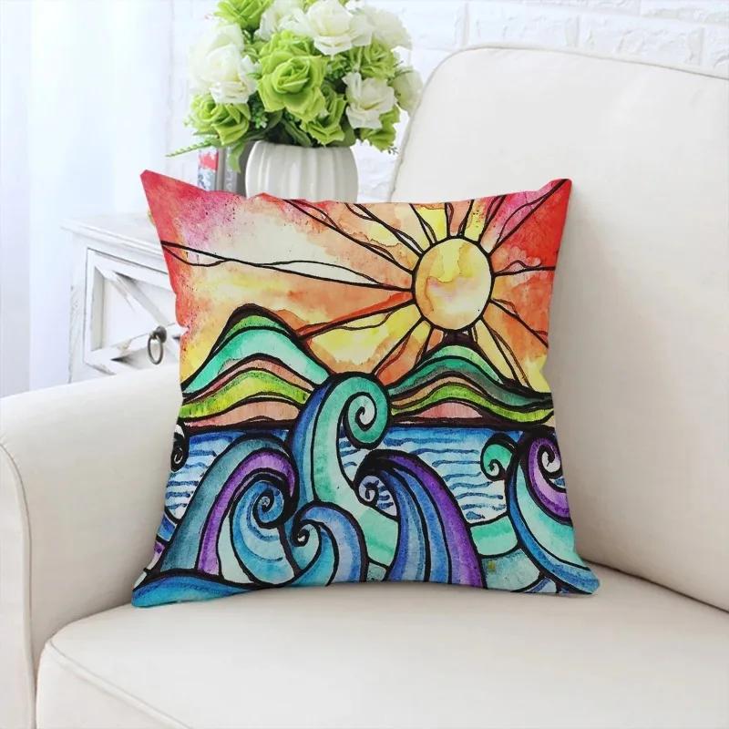 Față de pernă decorativă de lux pentru casă, pentru mașină, sufragerie, canapea, cu model Fata cu floarea-soarelui