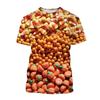 Candy 3D Printed Short Sleeved T-shirt Summer Breathable Polyester Simple Round Neck Top