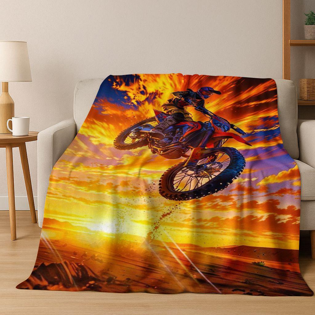 Personalized Motorcycle Rider Motorbike Art Flannel Blanket,Cozy Soft Throw Blanket for Home Bedroom Bed Sofa Picnic Cover Gift