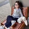 Meng Tang Tang Spring Girls' Color Block Bib Pants & Sweatshirt Set - Baby Korean Style Two-Piece.