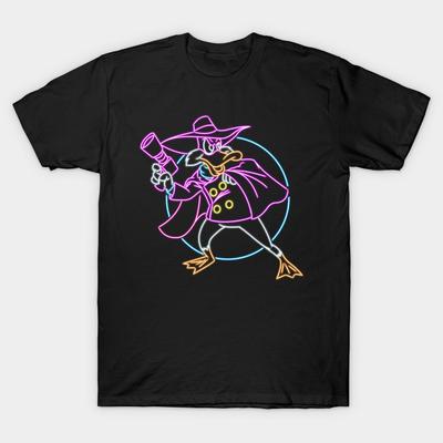 Men Black Print T-shirt Darkwing Neon No-Cut Transfer Paper Print Cotton Tshirt