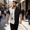 Men's Casual Loose Fit Short Sleeve Button Down Shirt with Printed Guitar Design Lightweight Summer Top