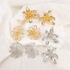 Retro Exaggeration Hollow Large Flower Earrings for Women Ladies Bohemian Personality Stud Earrings Jewelry Vacation Accessories