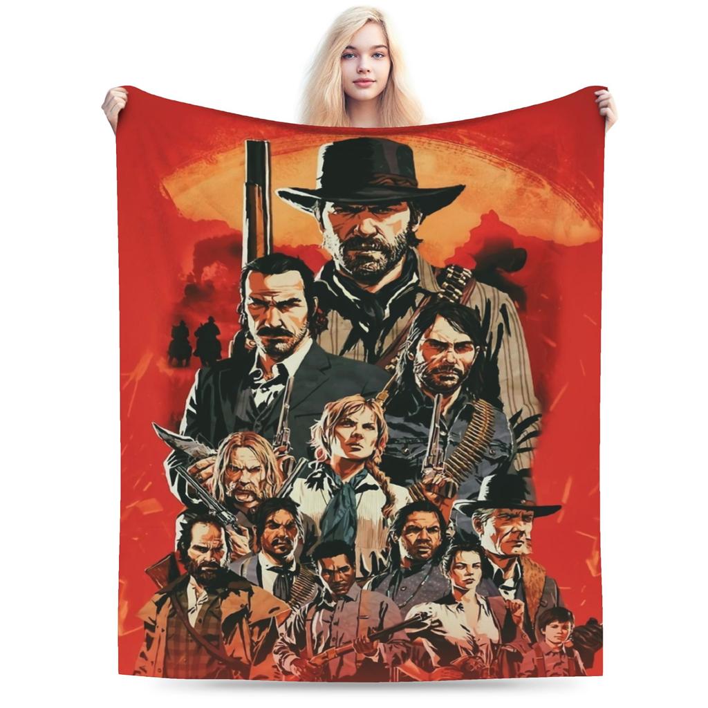 Arthur Morgan Baby Mädchen Gestrickte Decke Flanell RDR2 Spiel Super Warme Überwurfdecke für Draußen Reisen Schlafzimmer Steppdecke